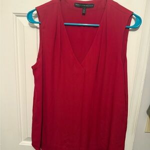 White House Black Market Red V-Neck Blouse
